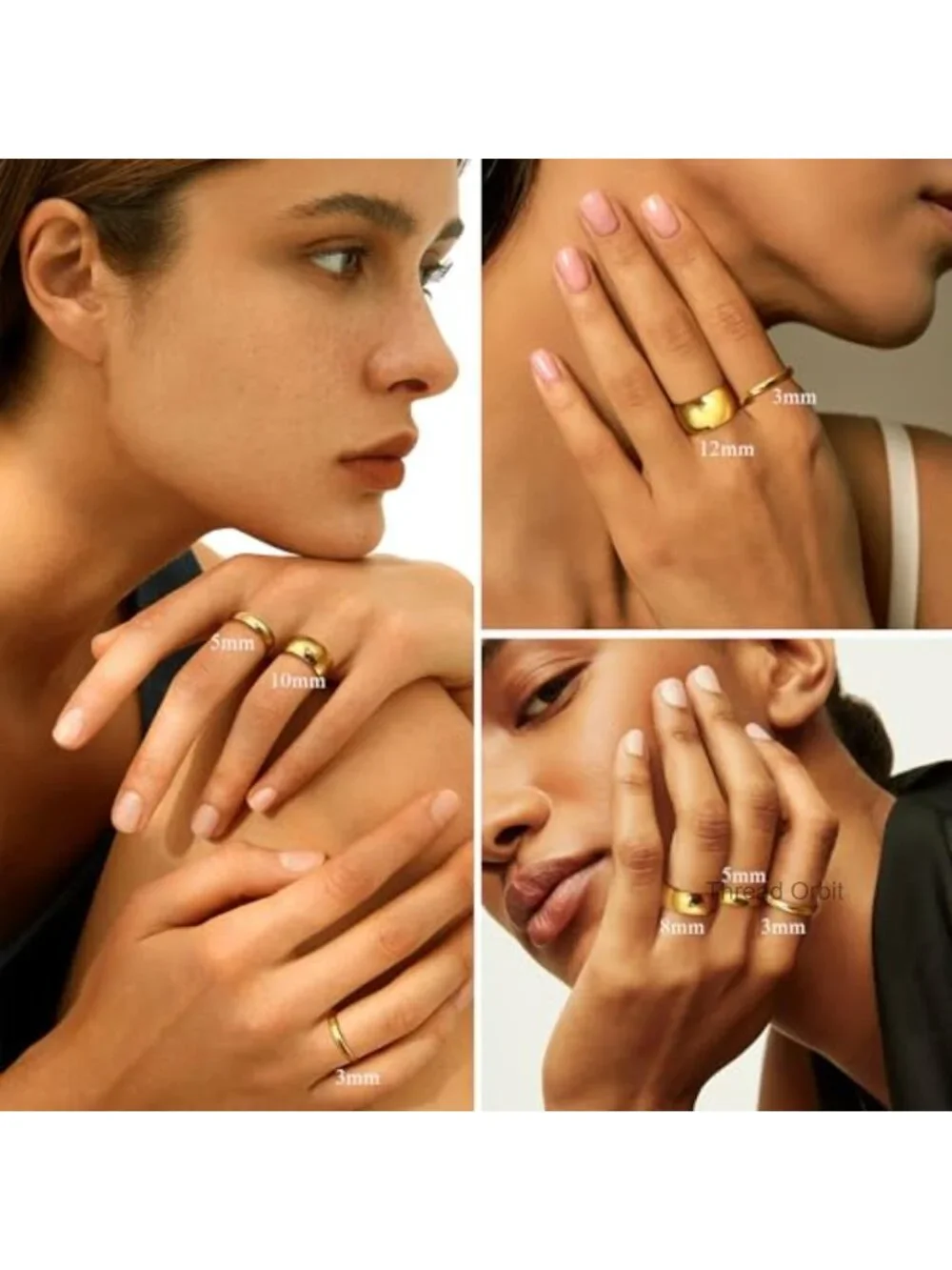 14K Gold Plated Band Ring for Women Men - Thick Pinky Thumb Wedding Band